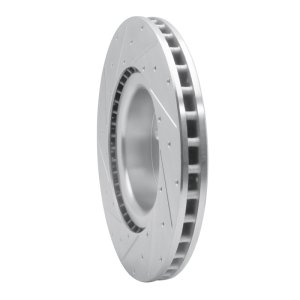 Tesla Model X Brake Rotor (1) - Front Right - R1 Concepts - Drilled & Slotted - Silver - `12-`21